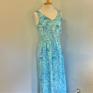 NWT Vineyard Vines Light Blue Palm Leaf Floral Maxi Dress Size 4 Beautiful